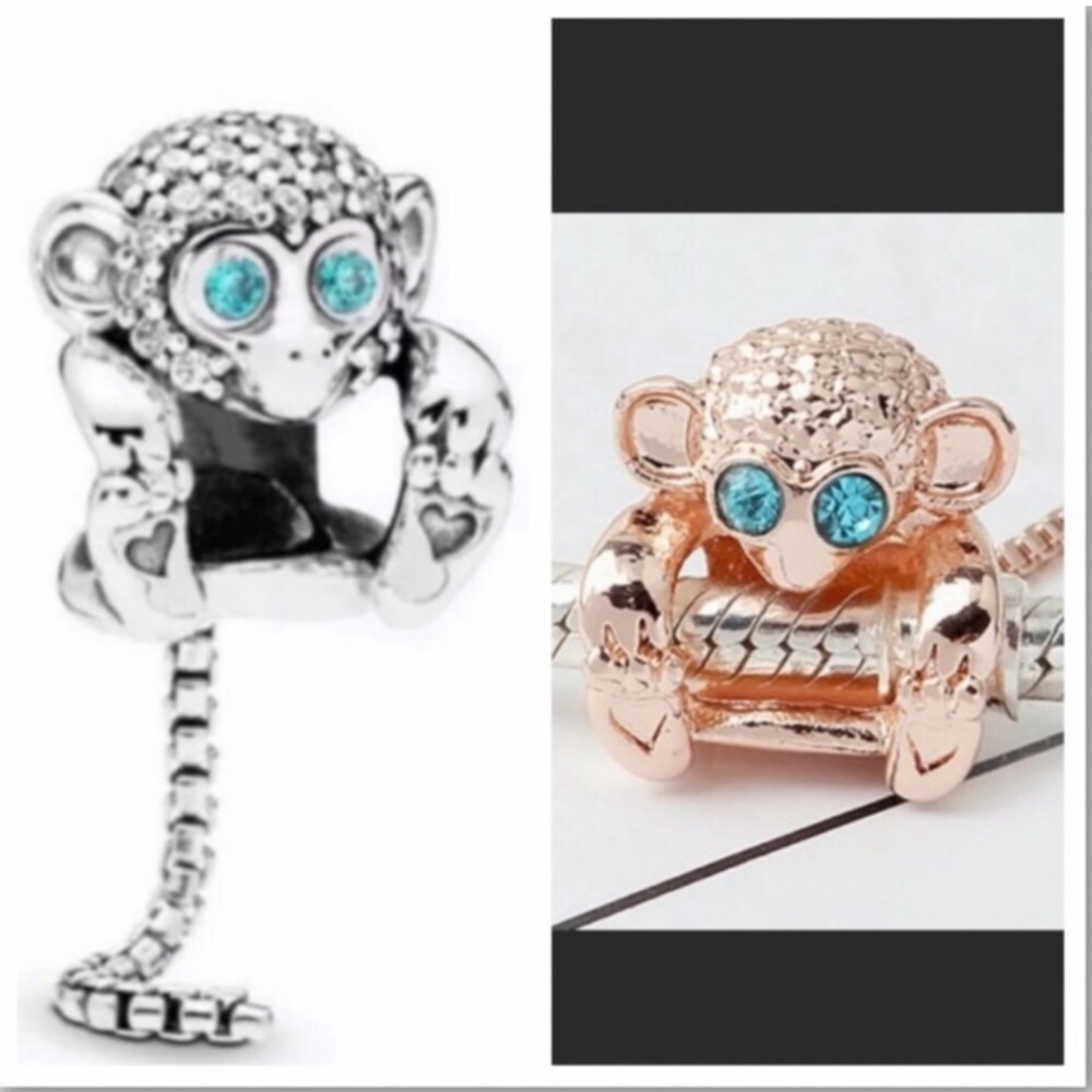 2 Monkey, Teal CZ Collection Charm Bundle Set /Not Pandora